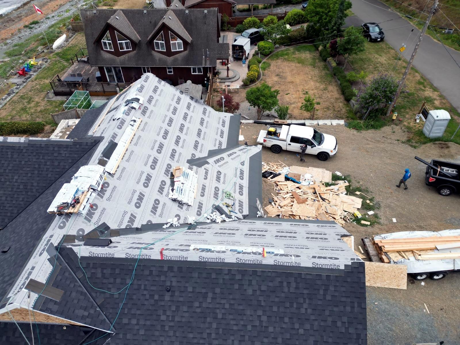 Emergency roof deck repair in progress by Eco Roofing Ltd, Vancouver Island BC